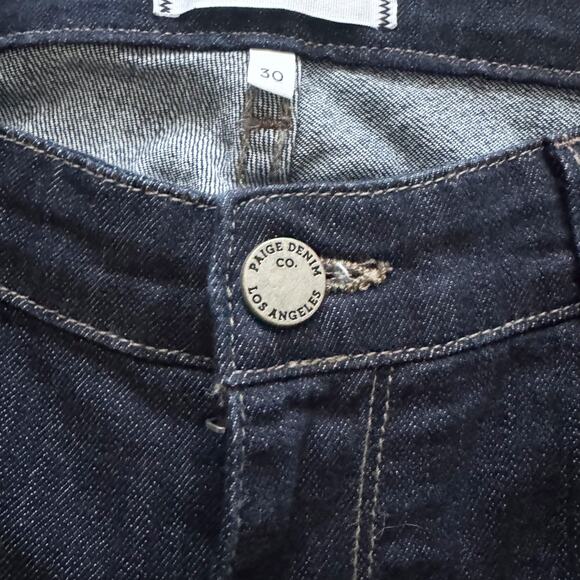 Paige Skyline Boot Jeans Women's Sz 10 30 Blue Dark wash Bootcut Mid Rise Boho - Picture 4 of 16